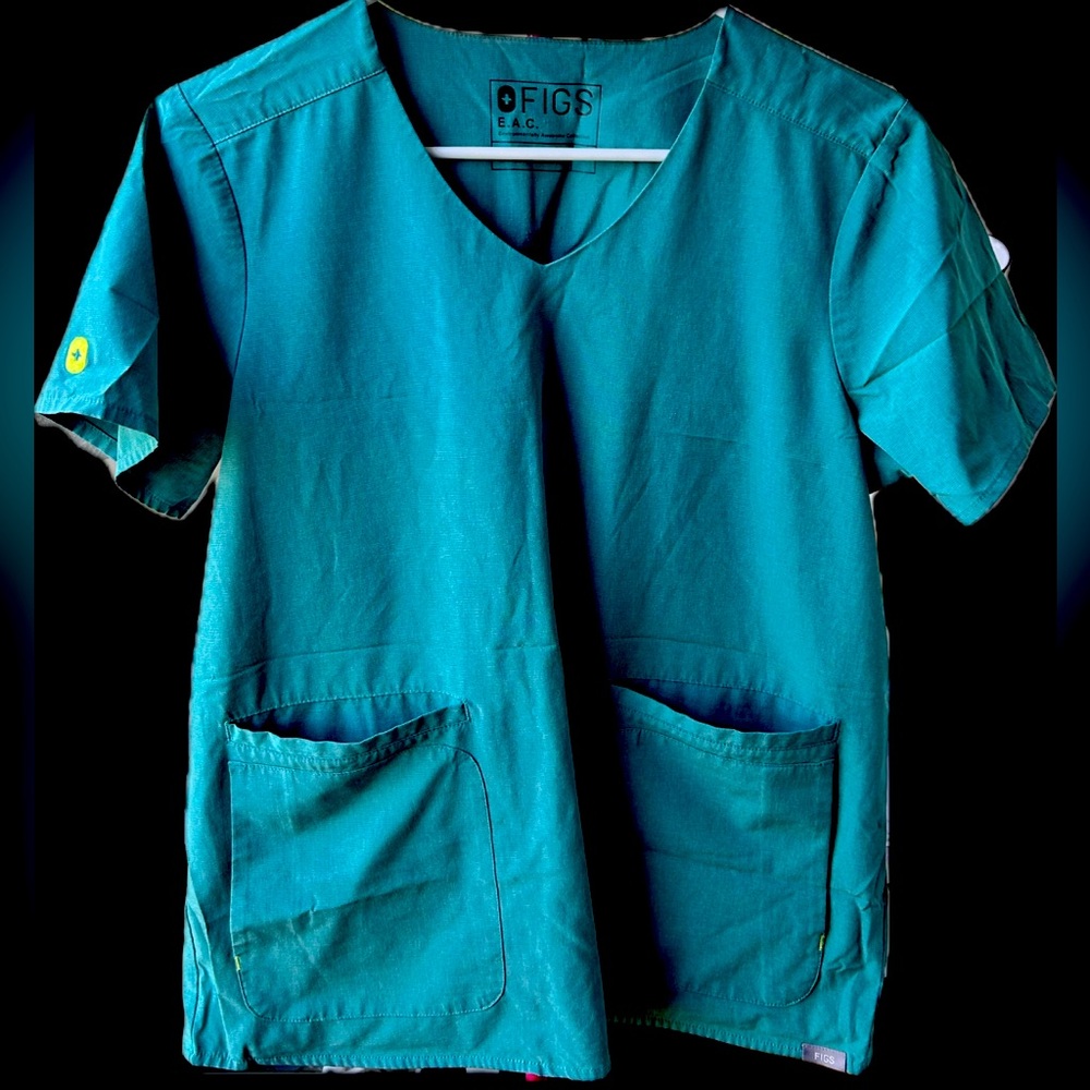 Figs Aqua Blue Scrub Top